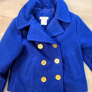 J. Crew Kids Blue Peacoat with Yellow Buttons